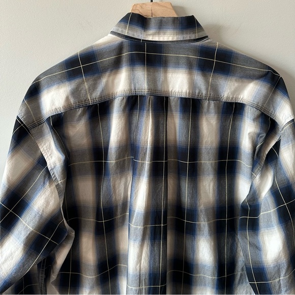 Stetson Western Shirt Men's XL Blue & White Plaid Button Up Long Sleeve Rodeo - Picture 12 of 14